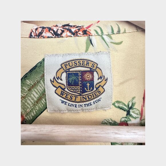 Pussers West Indies Hawaiian Men's Button Up Camp Shirt Tropical Size XL Silk - Picture 5 of 8